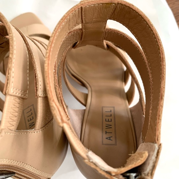 ATWELL Camel Colored Leather Block Heel Sandals - Picture 8 of 9